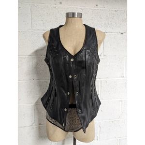 High Mileage Leather Moto Vest Women's Size L